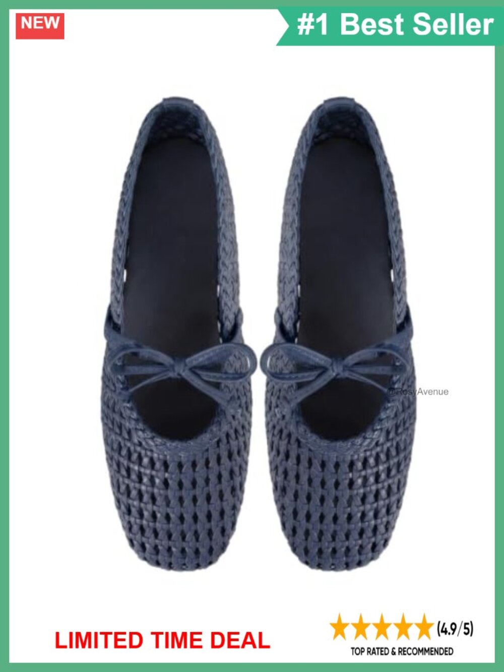 Woven Mary Jane Flats Square Toe Bow Ballet Slip On Shoes